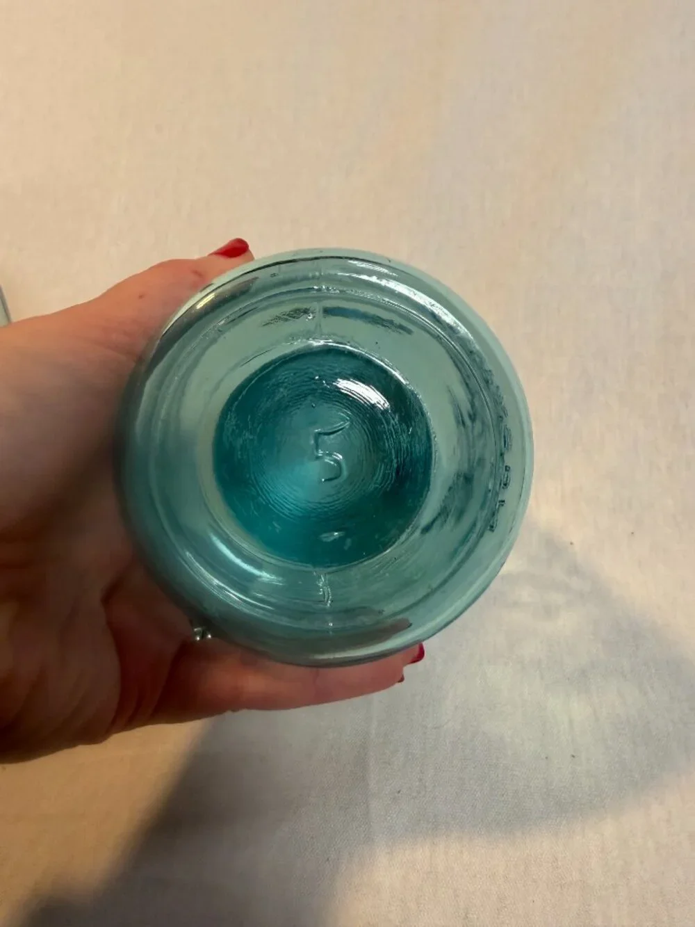 Vintage Ball Perfect Mason Blue Jars Zinc Lids Milk Glass Inserts Set of 2